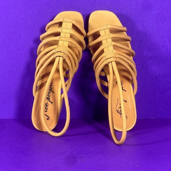 Free People Colette Cinched Orange Leather Slingback Heel Sandals Women's Sz 7.5 - Picture 5 of 8